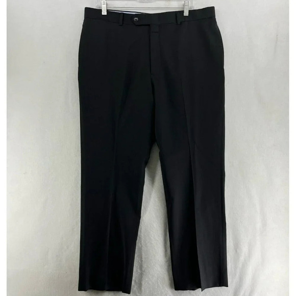 Tommy Hilfiger Men's Pants Sz 36x30 Black Classic Straight Leg Pure Wool Trouser